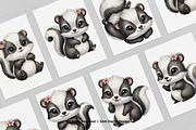 15 Bundle Watercolor Skunk Girl Cute, an Animal Illustration by Morspective (Thumbnail 3 of 8)