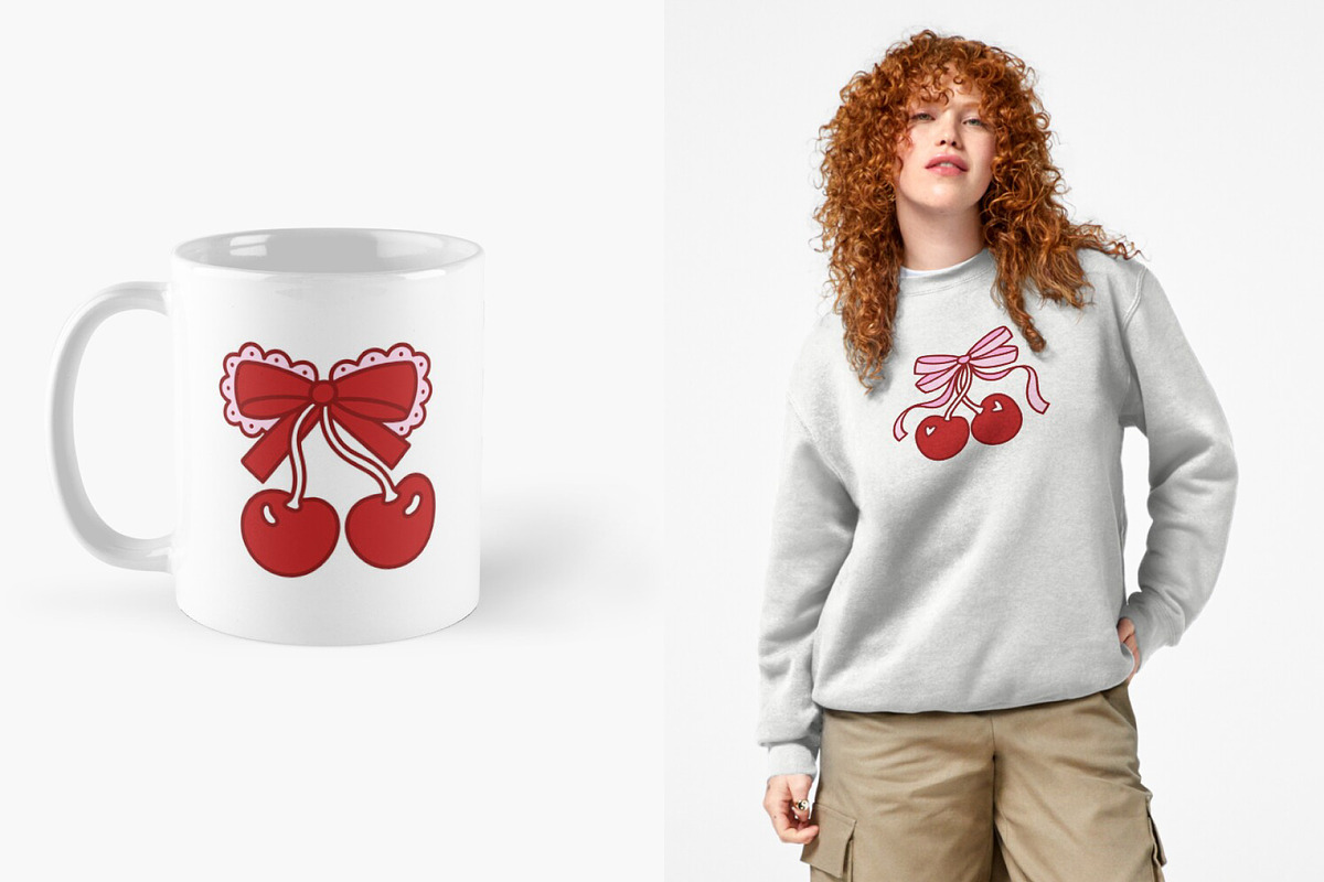 Coquette Bows and Cherries Clipart, an Object Graphic by Viaireshop (Photo 3 of 3)