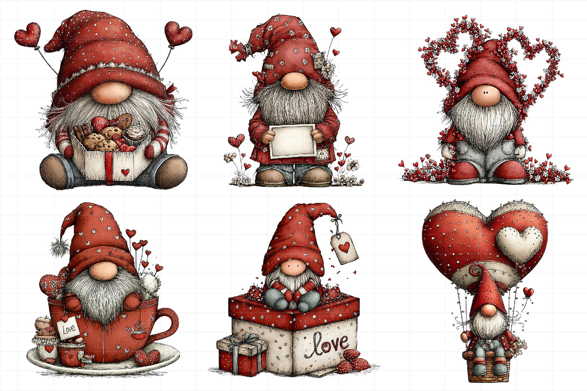 Valentine Gnome Clipart, an Illustration by Daily.Designs (Photo 3 of 6)