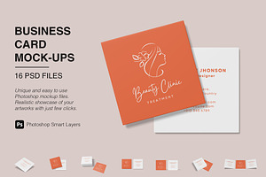 Square Business Card Mockup Bundles, a Business Card Template by Graphic Aesthetic
