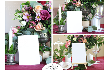 Burgundy Wedding Table Number Mockup
