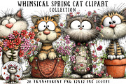 Whimsical Spring Cat Clipart, an Illustration by OK Design (Thumbnail 1 of 6)