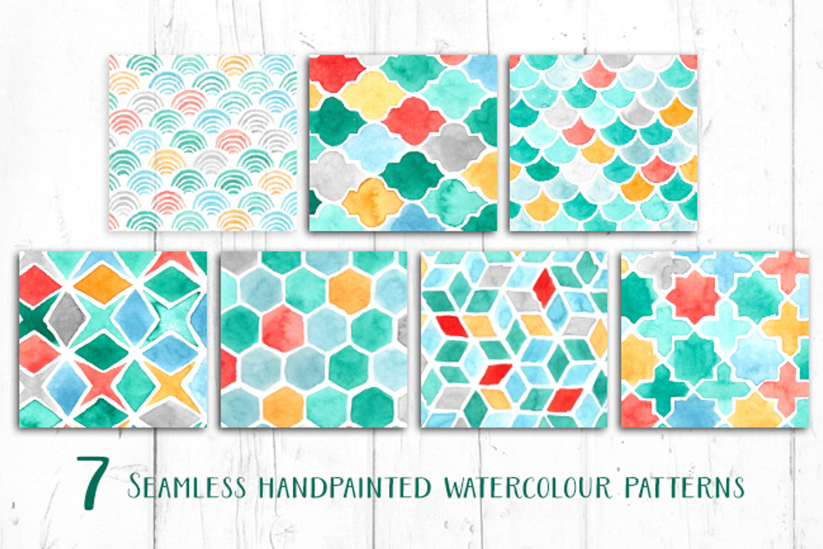 HandPainted Watercolour Patterns, a Pattern Graphic by The Indigo Hare (Photo 4 of 4)