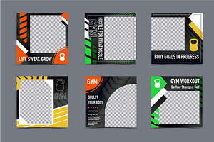 Gym Social Media Branding Set, a Social Media Template by Lettering_Logo