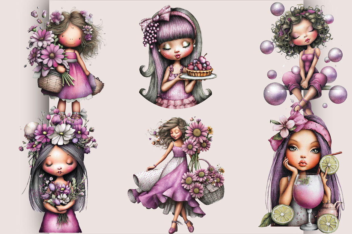 Watercolor Summer Girls Clipart, a Person Illustration by SVGArt (Photo 7 of 10)