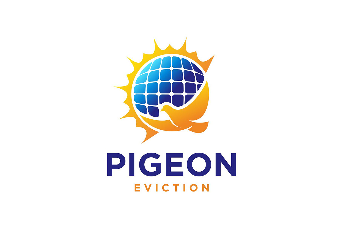 Pigeon Eviction Solar Panel Logo, a Branding & Logo Template by Buqancreative