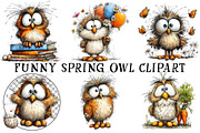Funny Spring Owl Clipart, an Illustration by OK Design (Thumbnail 2 of 6)