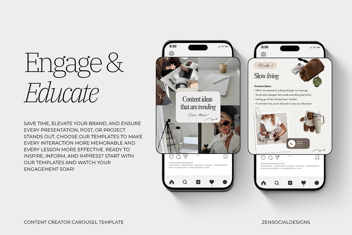 Content Creator Carousel Templates, a Social Media Template by ZenSocialDesigns (Photo 8 of 9)