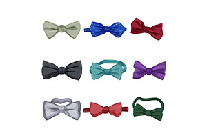 Bow Tie Men Set Cartoon Vector