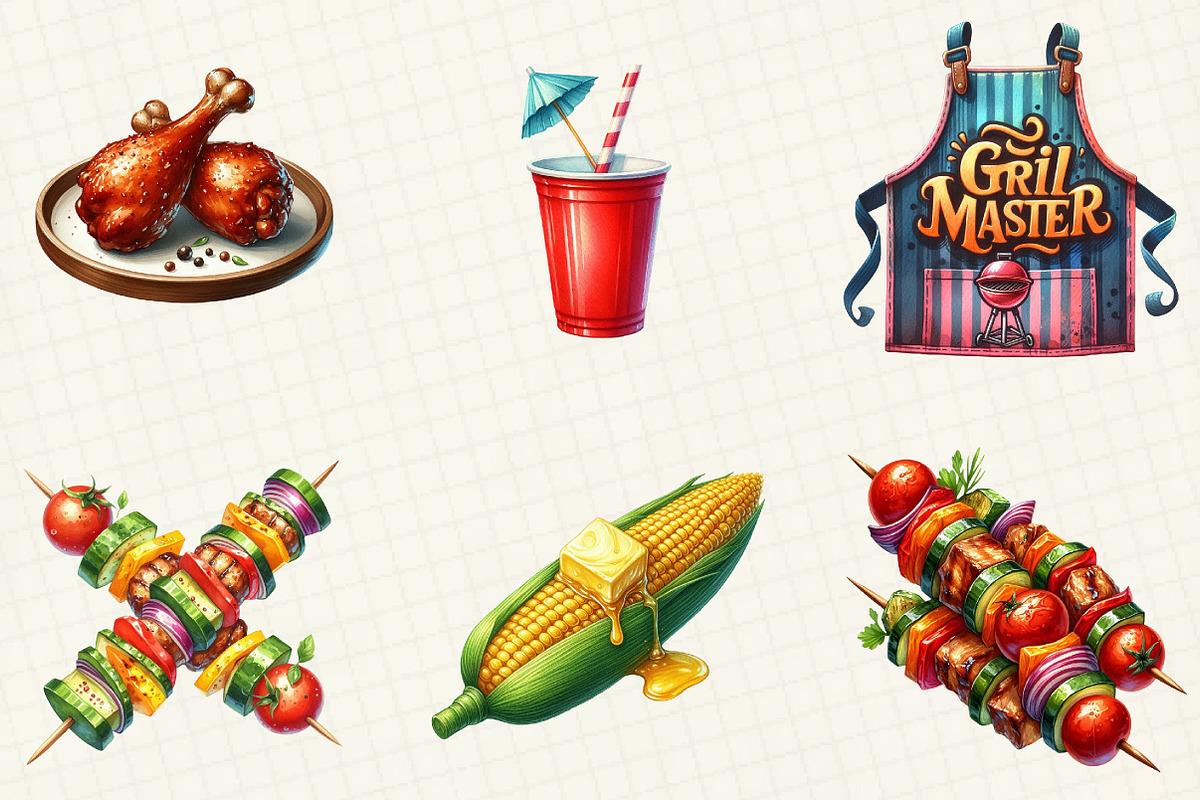 Summer BBQ Party Clipart, an Illustration by cherrydesign (Photo 6 of 6)