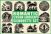 Romantic Asian Landscape SVG Set, an Object Graphic by Gfx_Store (Thumbnail 1 of 13)