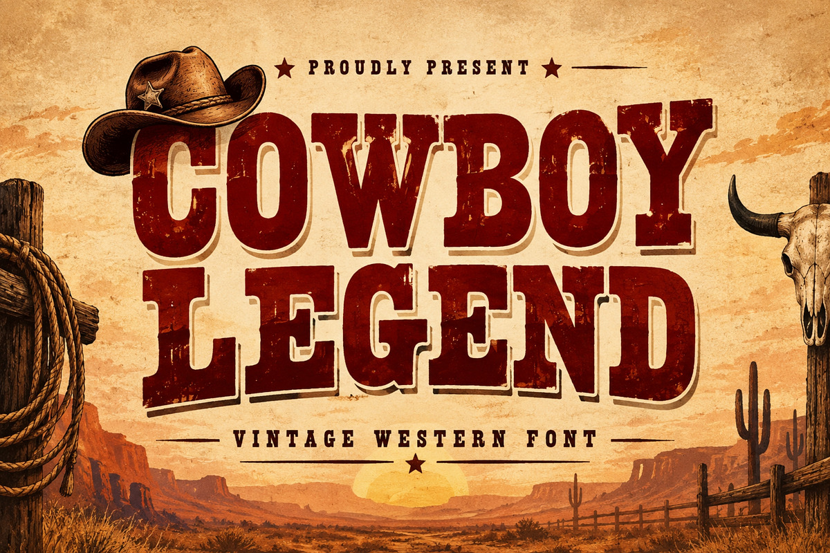 Cowboy Legend - Vintage Font, a Slab Serif Font by Limited.studio (Photo 1 of 5)