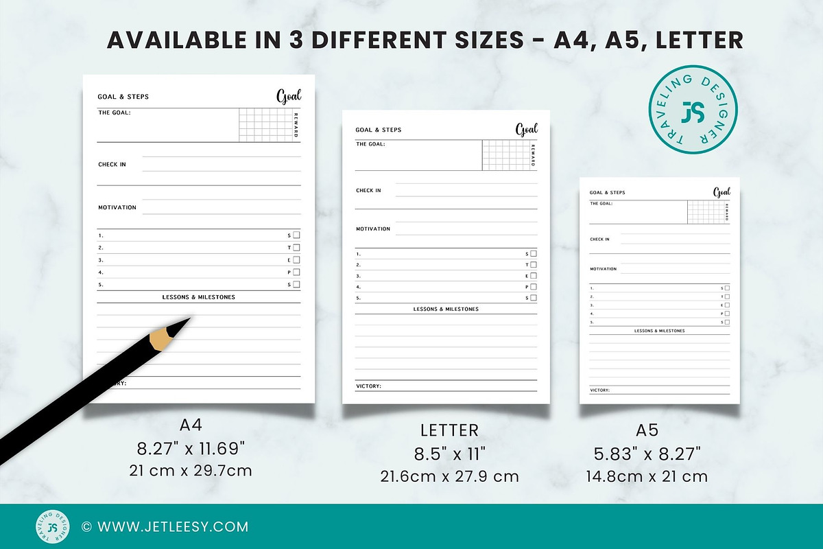 GOALS & STEPS TRACKER, a Stationery Template by Traveling Designer (Photo 3 of 4)