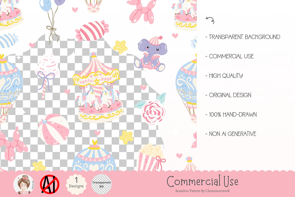 Pastel Carousel Seamless Pattern, a Pattern Graphic by Chonnieartwork (Photo 3 of 5)