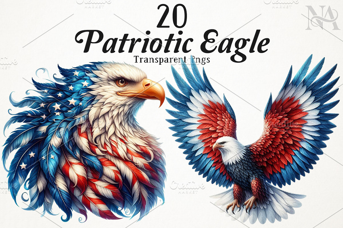 Watercolor USA Patriotic Eagle PNG, a Seasonal Illustration by RobertsArt (Photo 1 of 5)