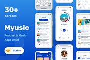 Myusic - Music & Podcast UI Kit, an App Template by Designspace (Thumbnail 1 of 9)