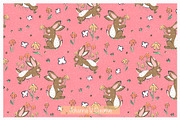 Spring Bunny & Flower Pattern, an Illustration by Johanna V. Creative (Thumbnail 3 of 3)