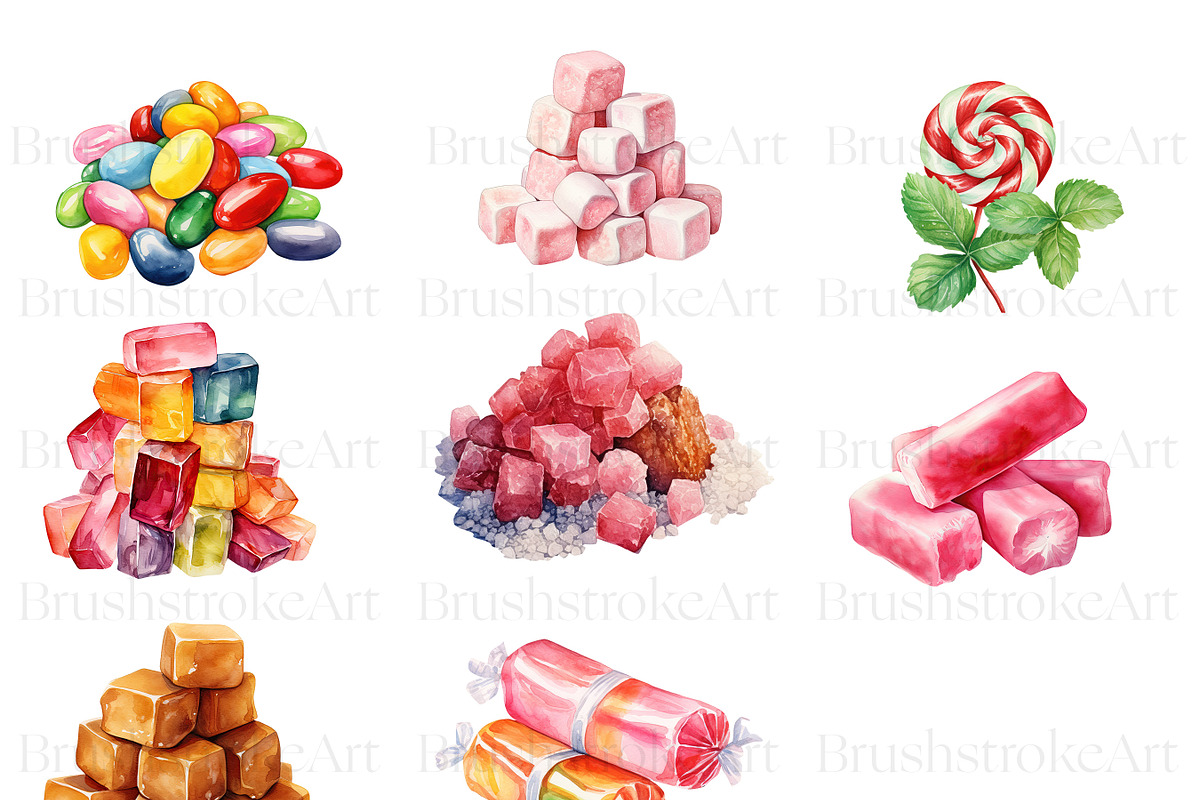 Watercolor Candy Clipart, Sweets, a Food Illustration by BrushstrokeArtGB (Photo 4 of 9)