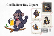 Gorilla Beer Day Clipart, a Graphic by Artnoy (Thumbnail 1 of 5)