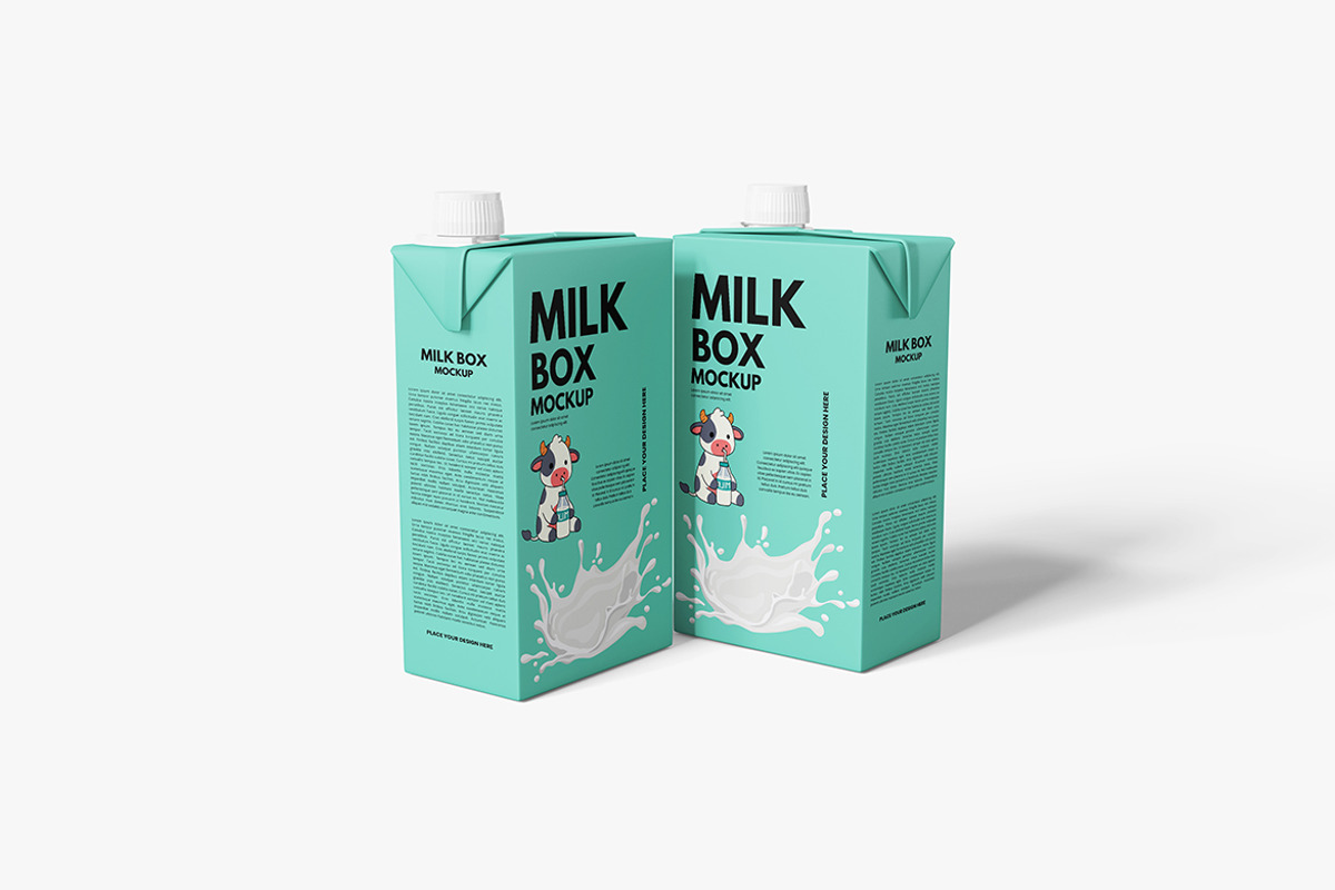 Milk Box Mockup, a Packaging Mockup by Indah (Photo 4 of 6)
