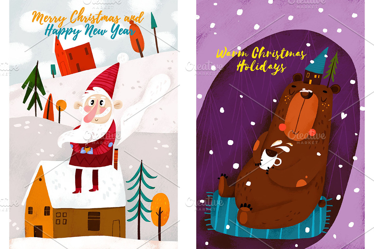 12 Christmas Postcards, an Animal Illustration by Ovocheva (Photo 8 of 12)