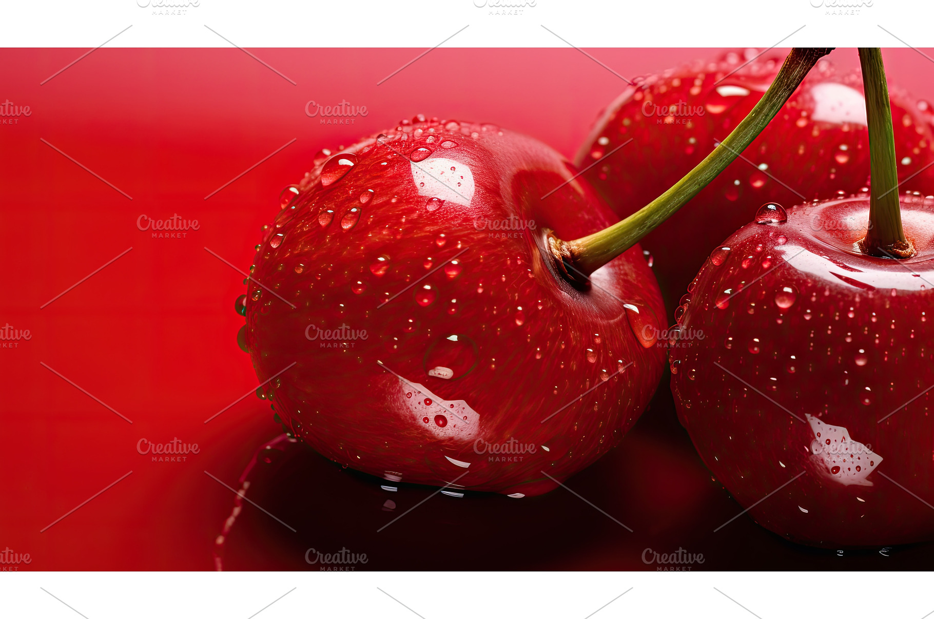 vibrant ripe cherry background ai, a Food & Drink Photo by pikepicture