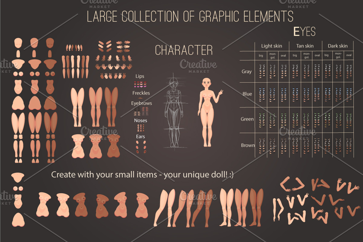 vector Character portrait creator, a Person Illustration by Mandarinkas art (Photo 6 of 8)