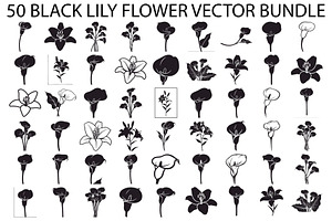 Black Lily Flower Vector Bundle, an Illustration by Designs_River