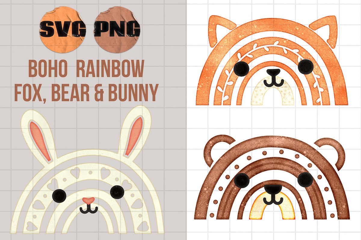 Boho Rainbow Woodland Animal Vectors, an Object Graphic by AlexandHer Digital Art (Photo 1 of 4)