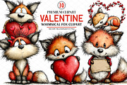 Whimsical Valentine Fox Clipart, an Illustration by cherrydesign (Thumbnail 1 of 4)