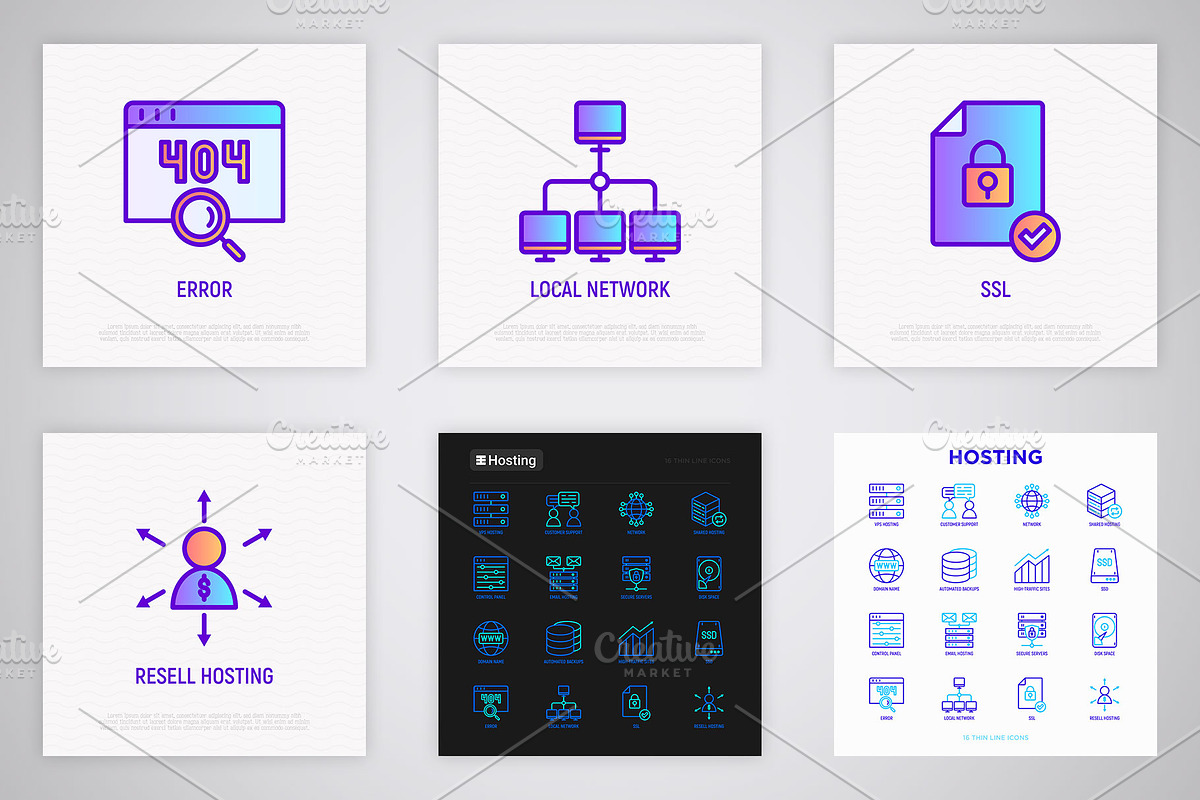 Hosting | 16 Thin Line Icons Set, an Outline Icon by Alex Blogoodf (Photo 7 of 11)