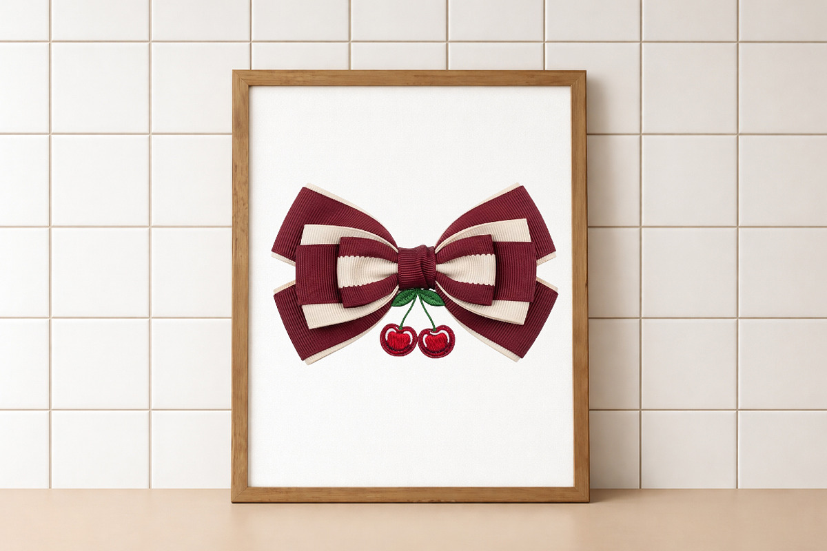Cute Cherry Bow Design PNG, an Illustration by DreamArtGraphic (Photo 3 of 4)