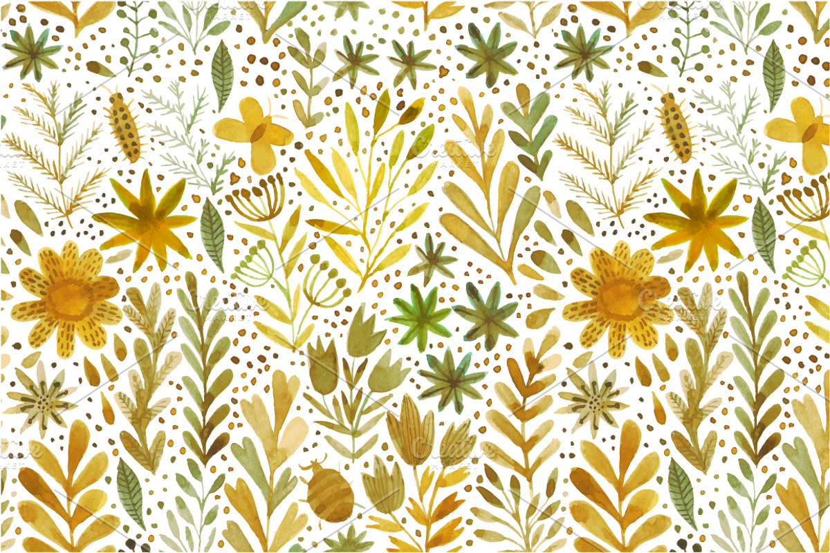 Watercolor floral elements preview 4