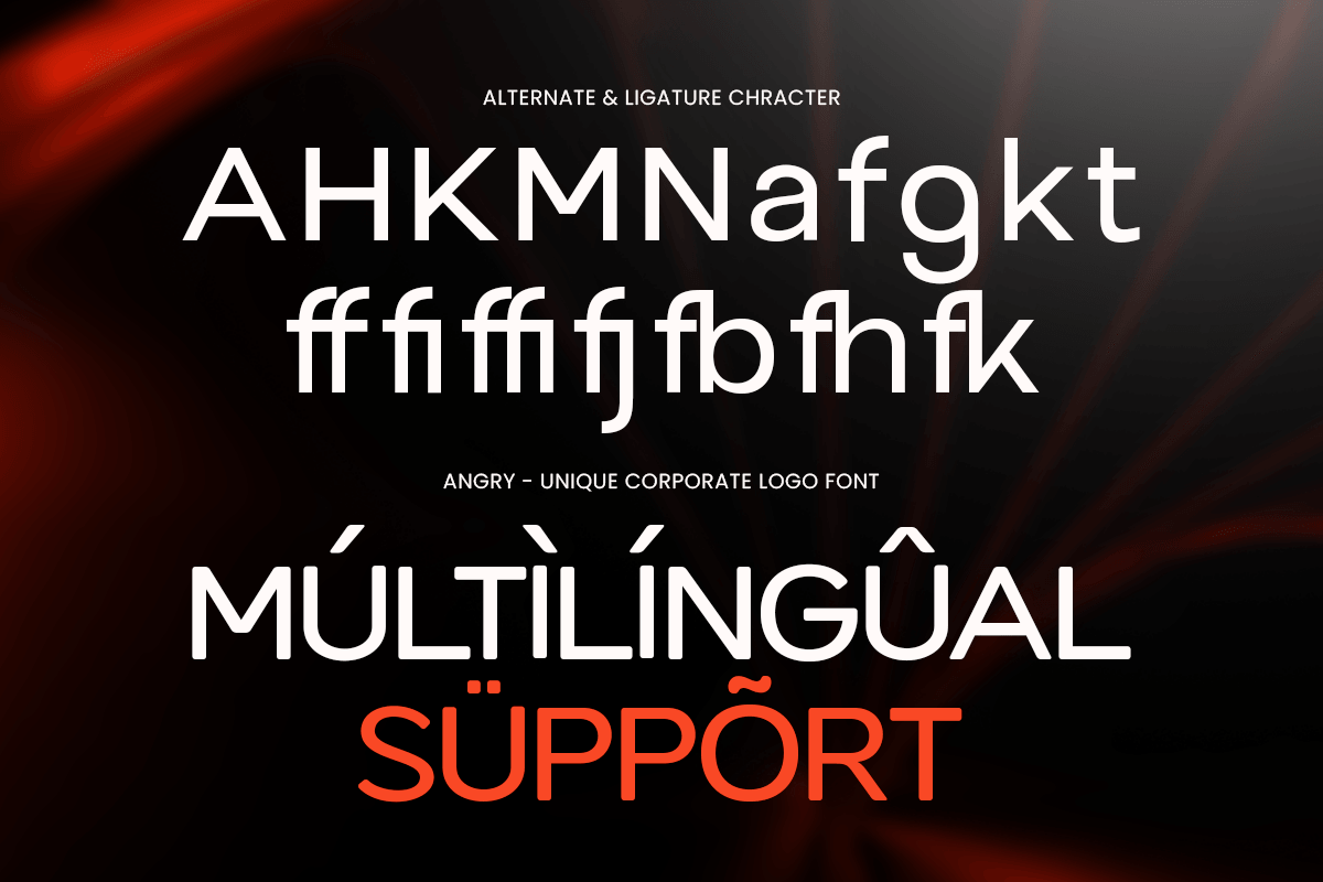 Angry - Unique Corporate Logo Font, a Sans Serif Font by Hamz Studio (Photo 12 of 12)