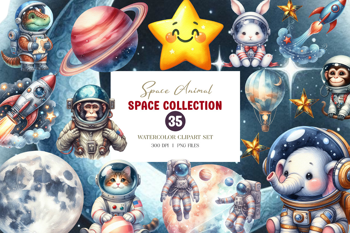Space Animal Clipart, an Illustration by CreationArt (Photo 1 of 6)