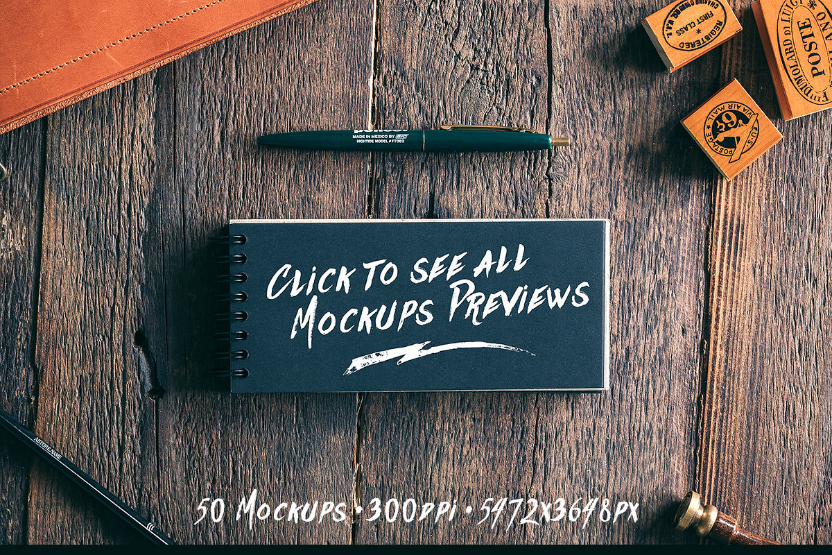 50 Notebooks Mockups, a Pens & Pencil Mockup by Madebyvadim (Photo 5 of 5)