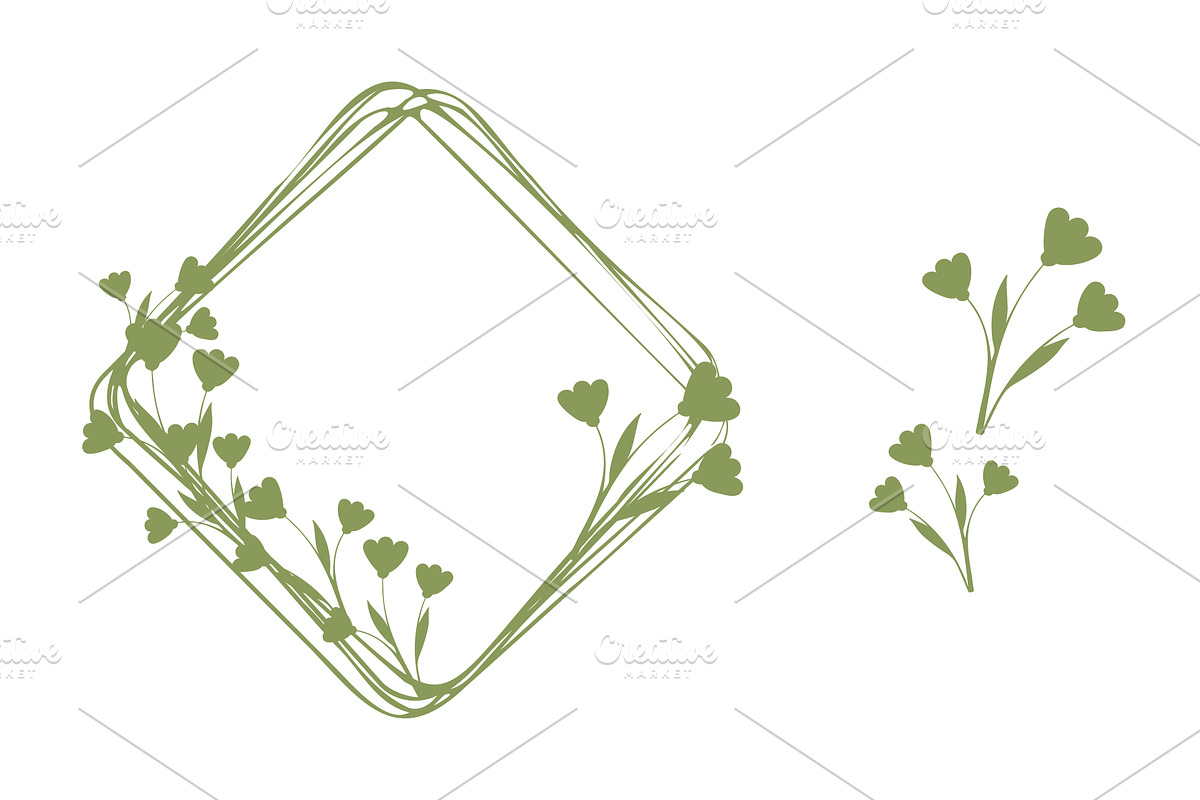 Minimalist green floral diamond, an Illustration by okskukuruza