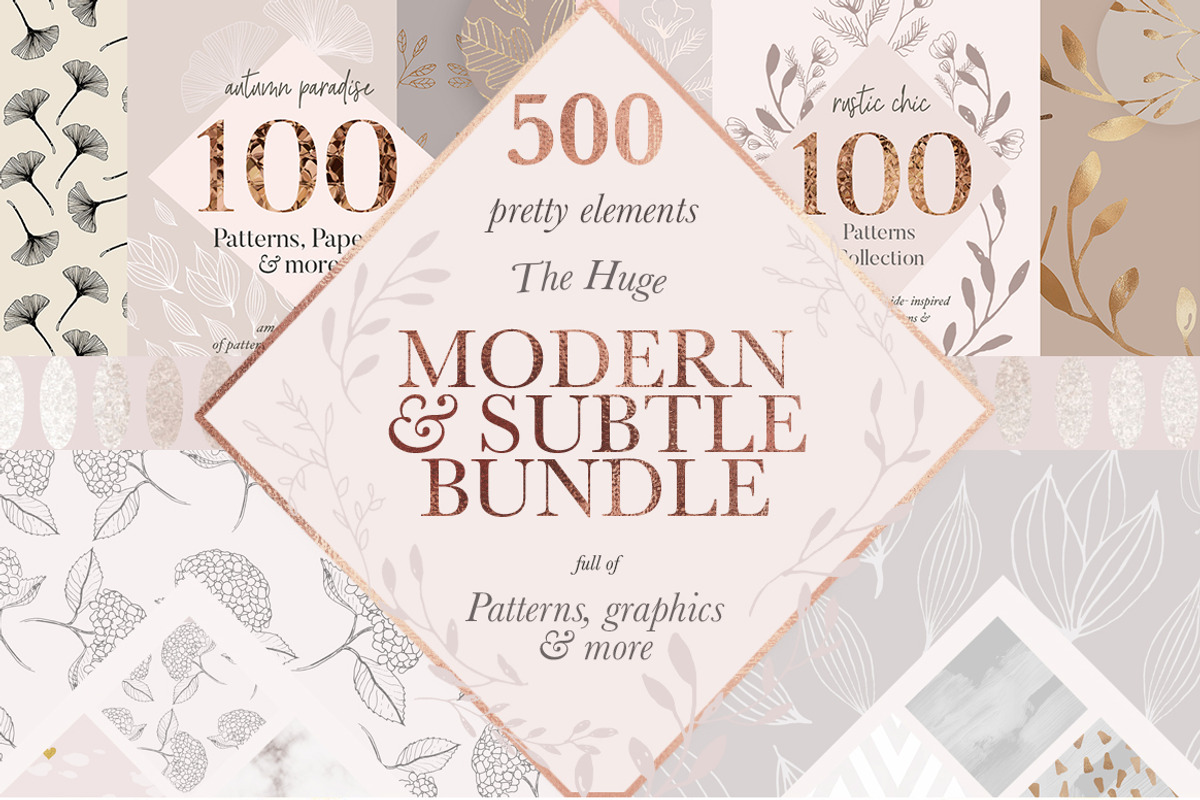 Modern Subtle Floral Patterns Bundle, a Pattern Graphic by Laras Wonderland (Photo 1 of 16)