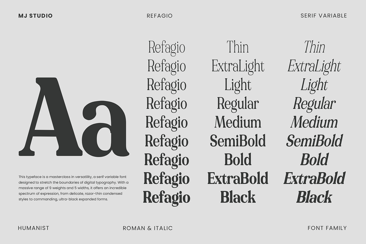 Refagio Modern Serif Family 92 Fonts, a Serif Font by MjStudio31 (Photo 5 of 15)