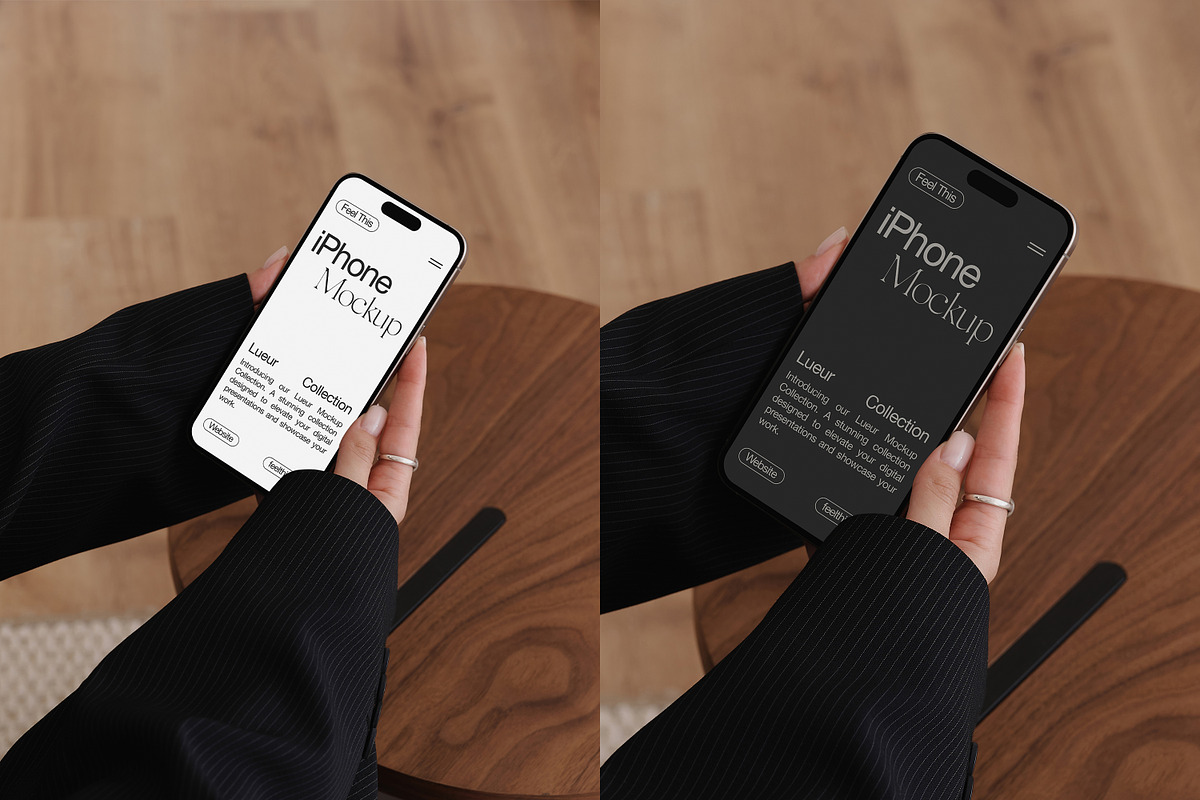 iPhone 16 Pro in Hands Mockup PSD, an iPhone Mockup by Feel This (Photo 3 of 3)
