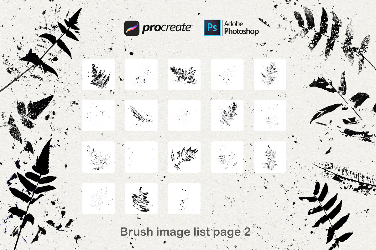 Fern leaves Procreate brush stamps, a Brush Add-On by FOXYdigitalart (Photo 3 of 3)