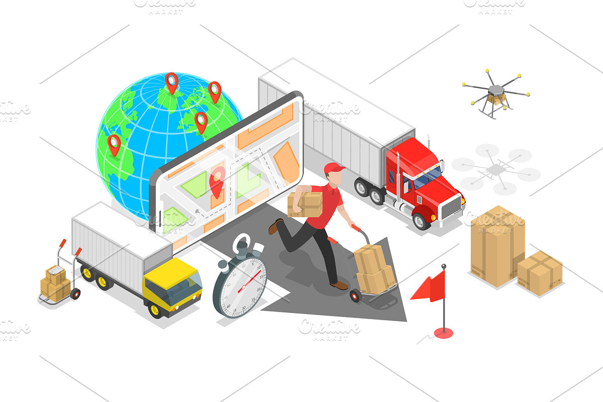 Delivery Services Set 01, a Work Illustration by AndriiStore (Photo 3 of 11)