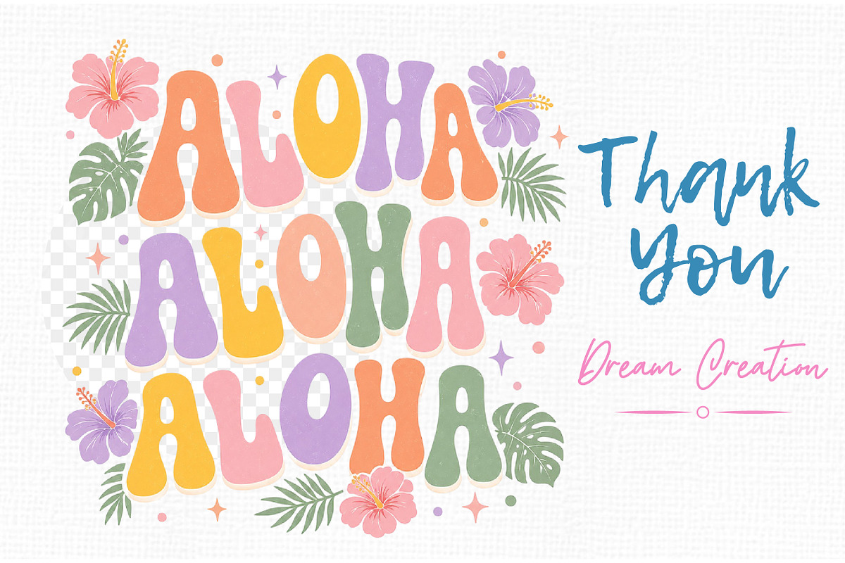 Boho Retro Aloha Aloha Summer PNG, an Illustration by Dream Creation (Photo 7 of 7)