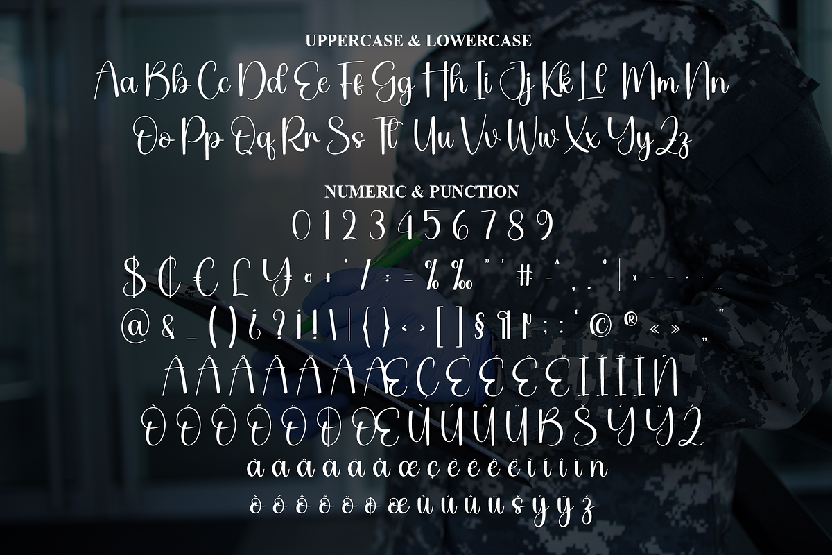 Armyblue | Script Font, a Handwritten Font by Scratchones (Photo 7 of 9)