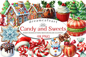 Christmas Candy and Sweets Clipart, an Illustration by DreamCafeArt