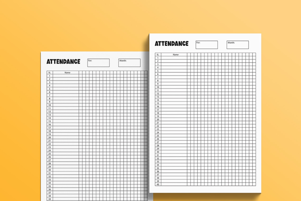 Monthly Attendance Template, a Stationery Template by Graphicsnext (Photo 3 of 4)