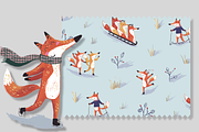 Woodland Winter Foxes Pattern, a Pattern Graphic by Lady Bruniere Design (Thumbnail 3 of 7)