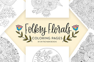 6 Folksy Florals Coloring Pages