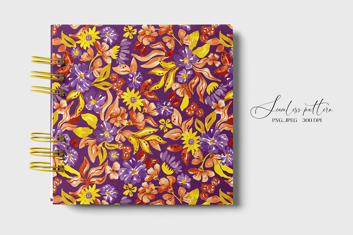 Watercolor summer floral pattern, a Pattern Graphic by SirenaArt (Photo 9 of 12)