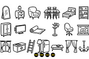 Home Furniture Icon Set Svg, an Illustration by designvectx (Thumbnail 2 of 3)